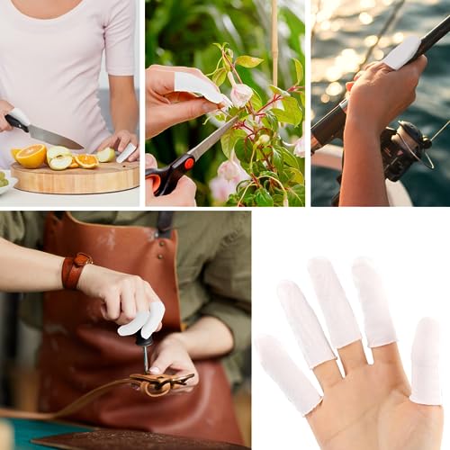 100 Cotton Finger Cots - Protective Finger Sleeves with Elastic Rings