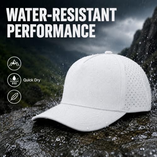 Syimnuor White Waterproof Quick Dry Baseball Cap Snapback Trucker Hat for Men Women