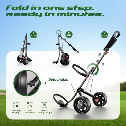 Adjustable 2-Wheel Golf Pull Cart for All Ages - Ergonomic Handle