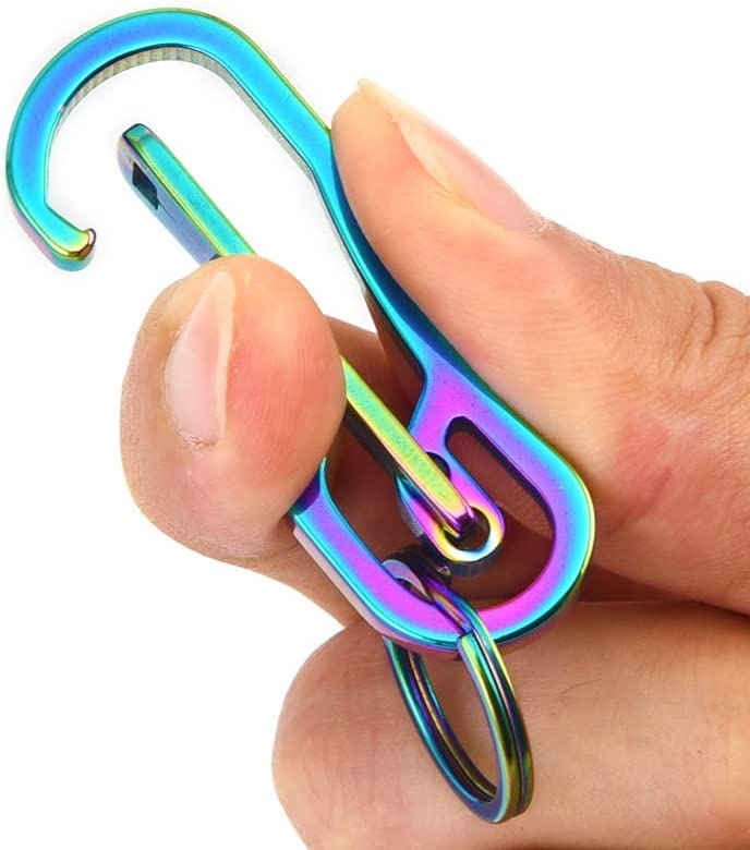 2 Pack Titanium Carabiner Clip Keychain Set - Quick Release Hooks