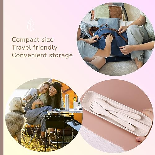 Wheat Straw Travel Utensils Set - Eco-Friendly Kids Cutlery - Beige