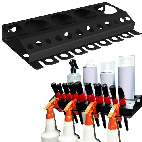 Bottle Storage Rack, Detailing Brush Organizer, Spray Bottle Storage Rack, 3/8" Air Tool Holder, for Garage and Workspace (1pc-Black)