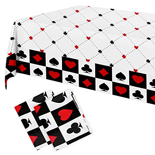Casino Theme Tablecloths - 2 Pack Disposable Poker Covers, 51x86in