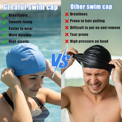 High Elasticity Swim Cap - Breathable Hair Protection for All - Black / Medium