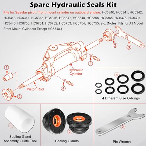 Hydraulic Steering Cylinder Seal Kit for Seastar HC5345 & Support Bracket Puller