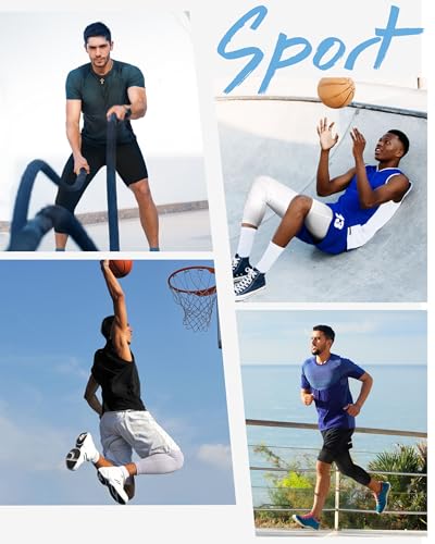 Men's One Leg Compression Pants - 3/4 Athletic Tights with Pockets - Large Left Single Pack - White