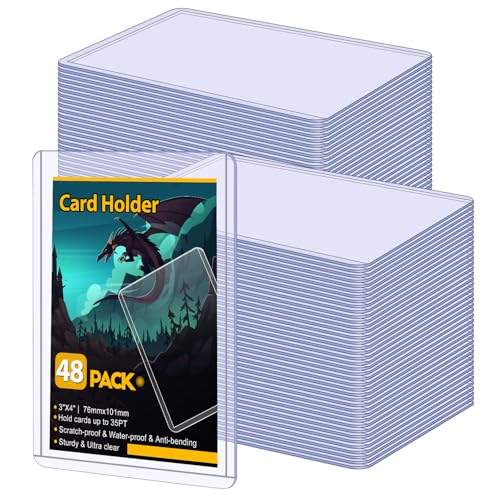 48 Card Sleeves - Hard Plastic Trading Card Holders, 3"x4", 35PT