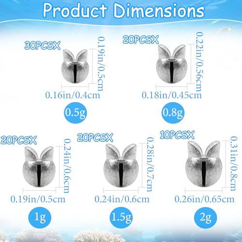 Split Shot Fishing Sinkers Assortment - 100pcs Duckbill Lead Weights