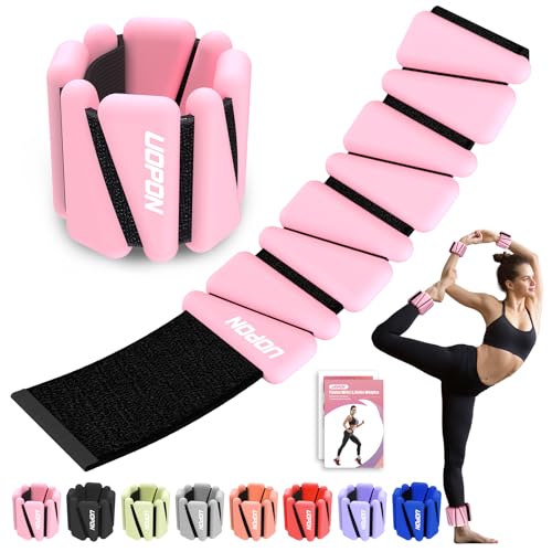 UOPON Pink 2 lb Wrist & Ankle Weights Set, Adjustable Silicone Core 1 lb each