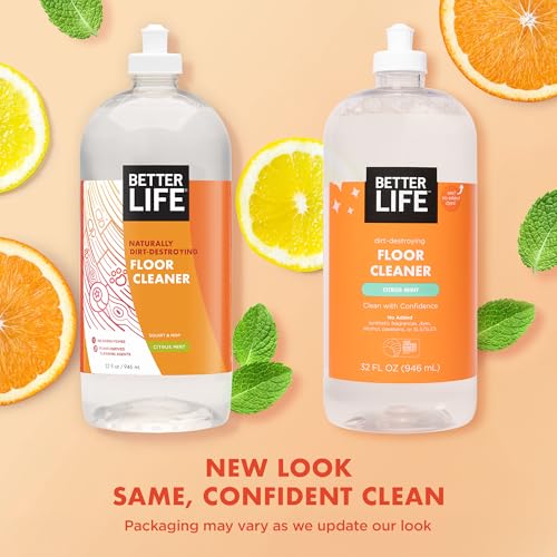 Better Life Citrus Mint Floor Cleaner - Liquid Multipurpose Floor Cleaner, Pack of 2, 32 Fl Oz Each