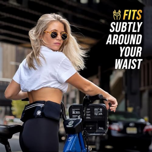 Running Belt with Water Bottle Holder & Extension Band - Black