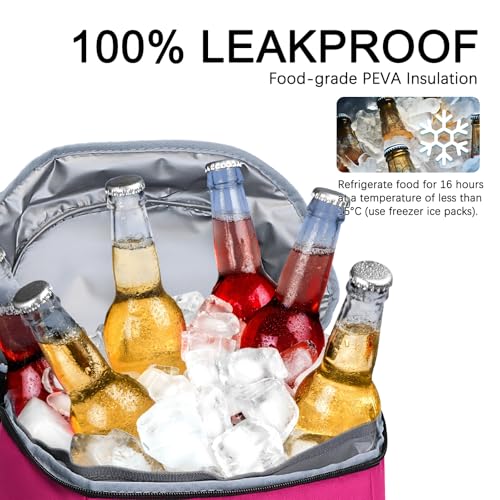 Pink Insulated Cooler Backpack Leak-Proof Portable Food & Drink Bag for Camping & Travel