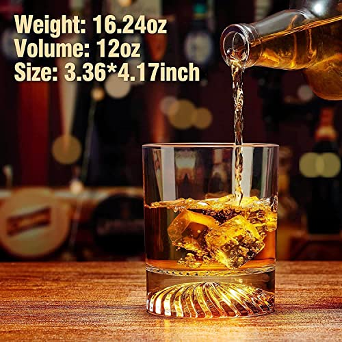 OPAYLY 12 oz Whiskey Glasses, Old Fashioned Glasses Set of 6 – Lead-Free Crystal Rocks Glasses