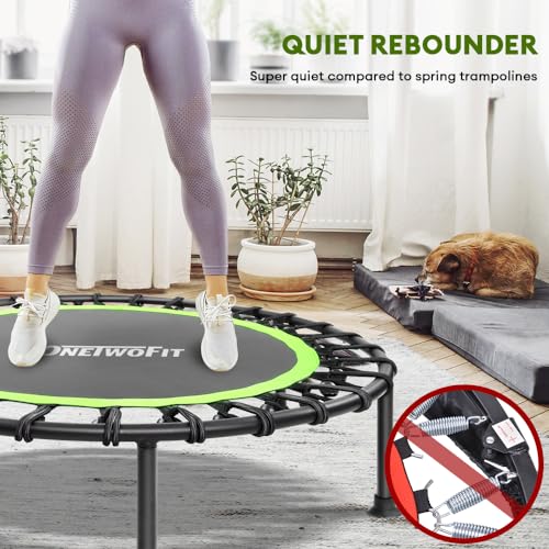 Mini Rebounder Trampoline for Adults with Adjustable Bar - Green 42" Round