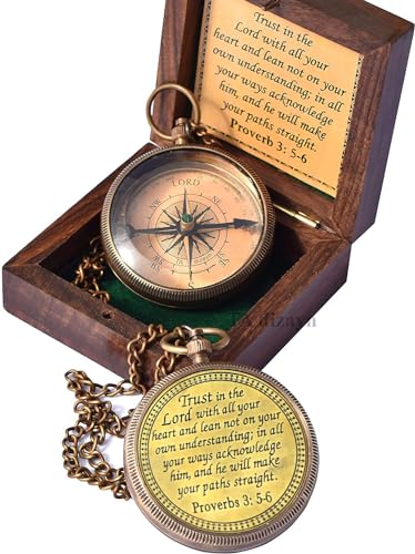 Trust in The Lord Compass - Proverbs 3:5-6 Engraved Gift with Box