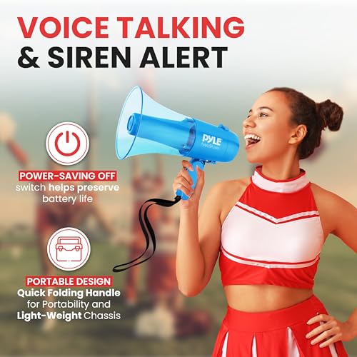 40W Rechargeable Megaphone with Siren & LED Lights - One Size