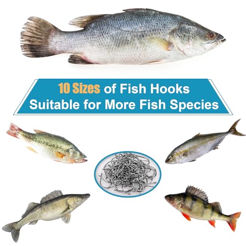 Carbon Steel Fishing Hooks Set - 500 Pieces with Storage Box