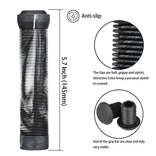 Handlebar Grips - Mixed Color 145mm Soft Grips for Scooter & BMX - Black/White