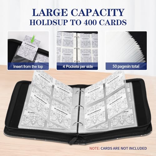 Card Binder – 400 Capacity Zippered Trading Card Holder – Colorful Patchwork, 4 Pocket