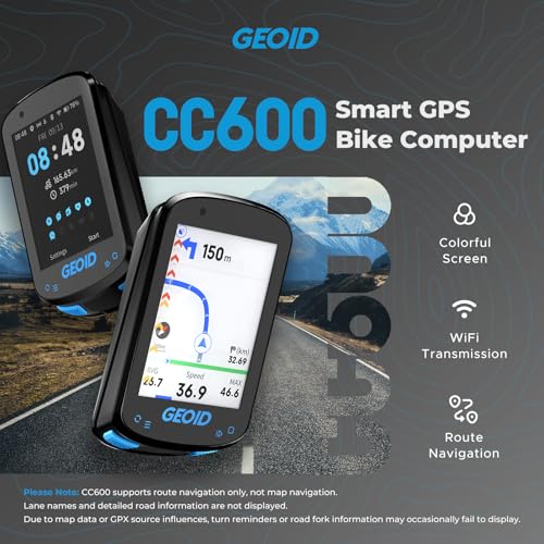 CC600 Wireless Bike Computer - Color Screen, GPS Navigation, WiFi & Bluetooth