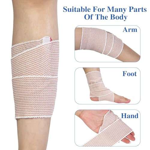 6-Pack Elastic Compression Bandage Wraps for Legs & Arms