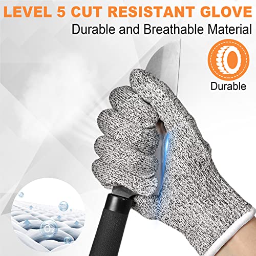 15 Pairs Cut Resistant Gloves Level 5 Protection Cutting Anti Cut Gloves for Kitchen Fish Slicing and More (Large)
