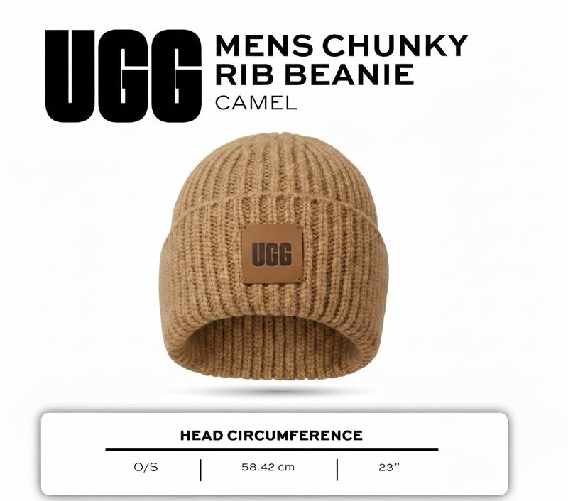 UGG Men's Chunky Rib Beanie, Camel, One Size