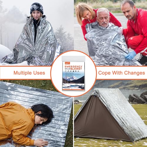 Emergency Mylar Thermal Blankets - 4 Pack - Waterproof Heat Reflective