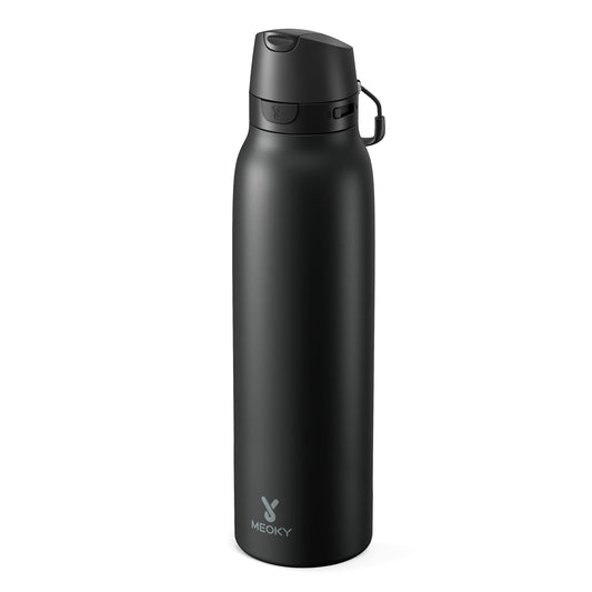 Meoky 24 oz Slim Insulated Water Bottle: 2-in-1 Locking Lid, Night