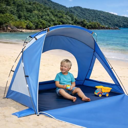 Portable Beach Tent for 1-2 Persons - UPF 50+ UV Protection, Blue