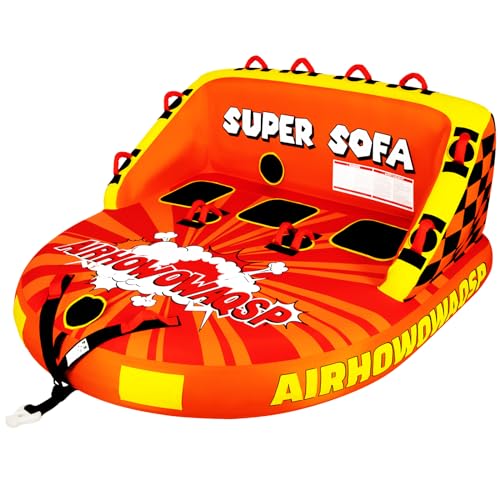 1-3 Person Inflatable Towable Tube for Boating - Heavy-Duty Nylon Cover