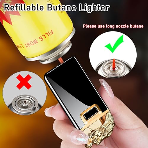 Magic Dragon Dual Flame Torch Lighter - Refillable Windproof Design, Black Ice