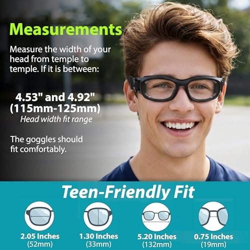 Youth Sports Goggles for Basketball, Soccer & Pickleball - Black