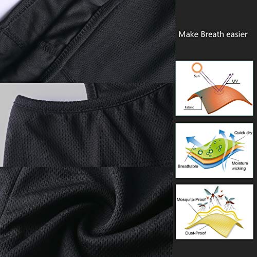 Windproof Balaclava Face Mask with UV Protection - Black, One Size