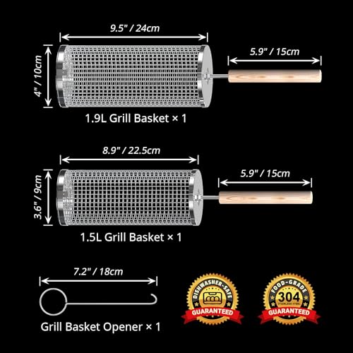 Ivtivfu Removable Handle Grill Basket for Outdoor BBQ & Camping