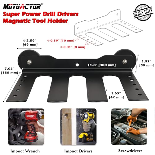 MUTUACTOR Super Power Tool Organizer Heavy Duty,Magnetic Mount Drill Holder Tool Storage,Anti-slip Magnetic Impact Drilling Driver Wrench Holder for Indoors Installation Repair Fixing