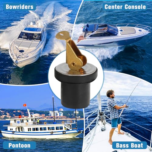 4 Pack 1/2 Inch Brass Boat Drain Plugs with Snap Handle - Expandable Deck & Yacht Plug Set