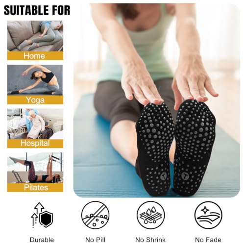 Non-Slip Grip Socks for Men - 4 Pairs in Pink, Black, Ivory, Grey