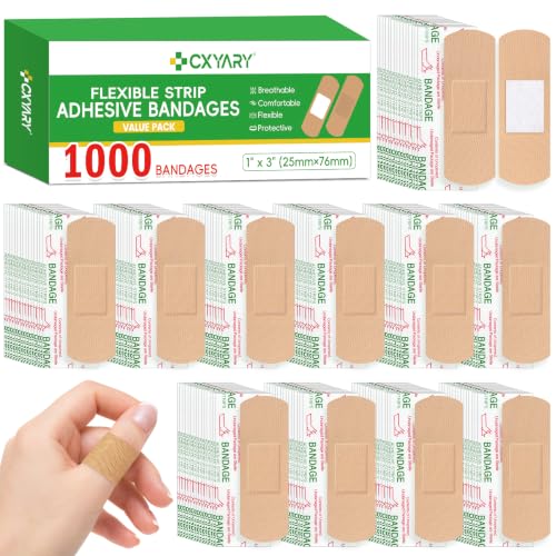 1000-count 1" x 3" Breathable Fabric Bandages — Strip Style, Latex-Free, Individual Packaged (Variation: Strip Bandages-1000p)