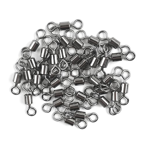 80pcs Heavy Duty Stainless Steel Black Nickel Fishing Swivels 30-1322lb - Saltwater & Freshwater