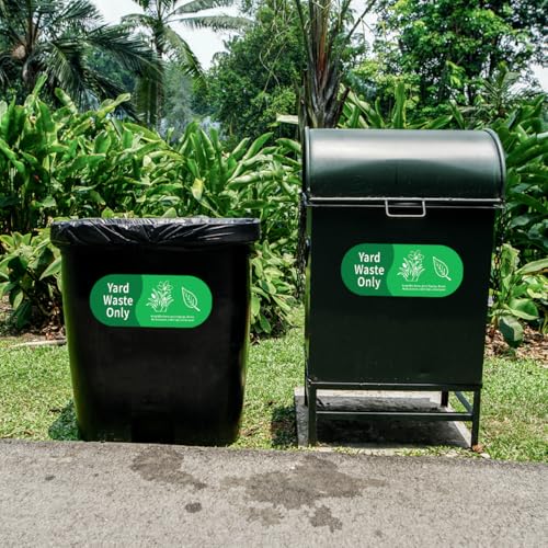 Yard Waste Only Vinyl Stickers with Bold Text and Icons for Outdoor Trash Bin Labeling Compost Separation Recycle Signage Use 8Pcs Hard Bike Water Bottles Laptop