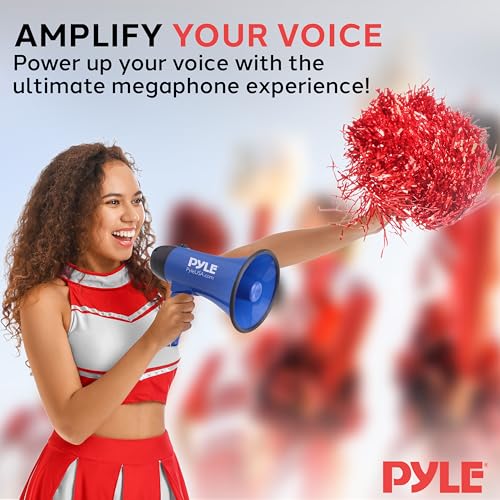 Portable Megaphone Speaker with Siren - 20W, Battery Operated, Blue
