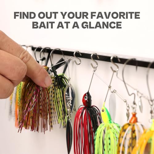 VEYWANE 4-Pack Fishing Lure Wall Mount Racks, 15" Metal Bait Organizer & Rig Holder