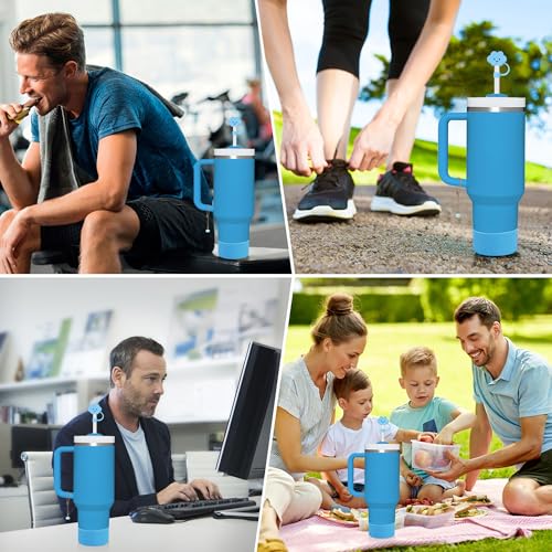 5-Piece Tumbler Accessory Set: Silicone Boot, Straw Topper & Charm - Blue