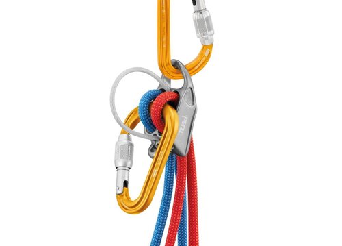 Petzl Verso Belay Device with Attache Screw-Lock Carabiner - Compact, Lightweight Belay Device, for One or Two Rope Strands While Climbing or Rappelling - Grey