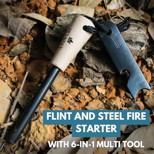 Ferro Rod Fire Starter - 15,000+ Strikes, 2.75 Inch Flint & Steel