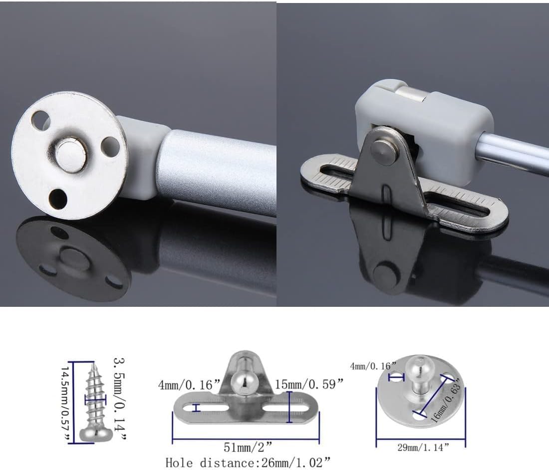 QLXHBOT Gas Struts 10 inch, 20N/4.4lb Gas Springs, Lift Support, Lid Stay, Silver 2Pcs