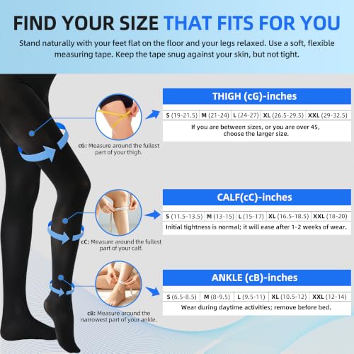 XUANSHOW 20-30mmHg Compression Pantyhose for Women, High-WaistOpaque Stockings, S/M Mix-2Pairs