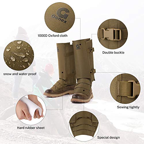 Snake Gaiters for Men & Women - Adjustable, Waterproof, 1000D Oxford