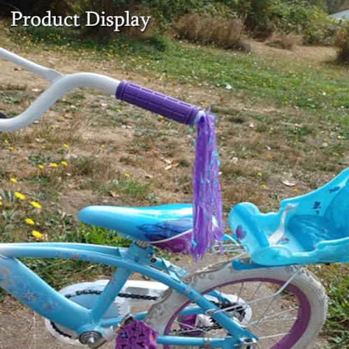 Purple Bike Handle Grips with Tassel Streamers - Non-Slip Rubber